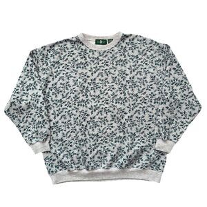 Vintage 90s Hunt Club All Over Print Sweatshirt Mens XL Floral Nature Leafs
